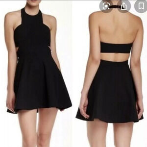 Elizabeth and James Black Sleeveless Halter Mini Dress